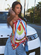 Halter Top And Long Skirt Set With Backless Detail Asymmetric Design
