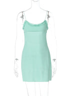 Mesh Ruffle Backless Mini Sundress