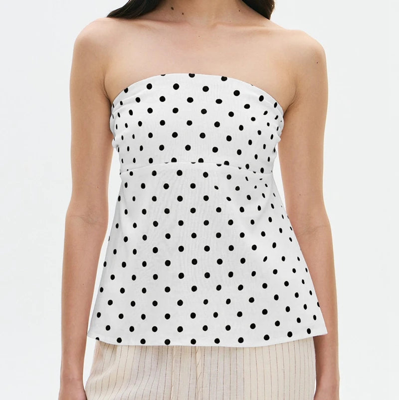 Strapless Peplum Top With Ruffle Hem Bandeau Backless