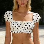 Y2K Off Shoulder Coquette Bow Crop Top