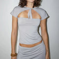 Y2K Inspired Front Cutout Backless Bow Tie Tee For Women Slim Fit Summer Essential Top