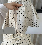 Polka Dot Gingham Mini Dress With Square Collar