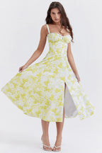 Spaghetti Strap Maxi Dress With Wrap Bow Lace Up Front Elegant Long Gown