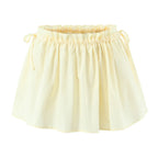 Radiant Bow Accent Ruched Bust Tank Top With Open Button Front And Rope Laced Waist Mini Skirt Set