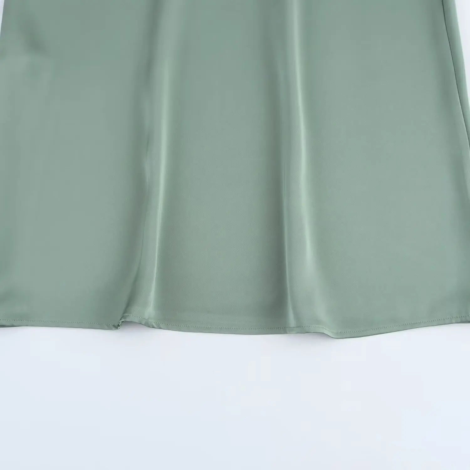 Elegant l Solid Satin Midi Dress With V Neck And Short Sleeves