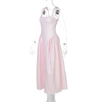 Gingham Square Neck A-Line Midi Dress With Pockets