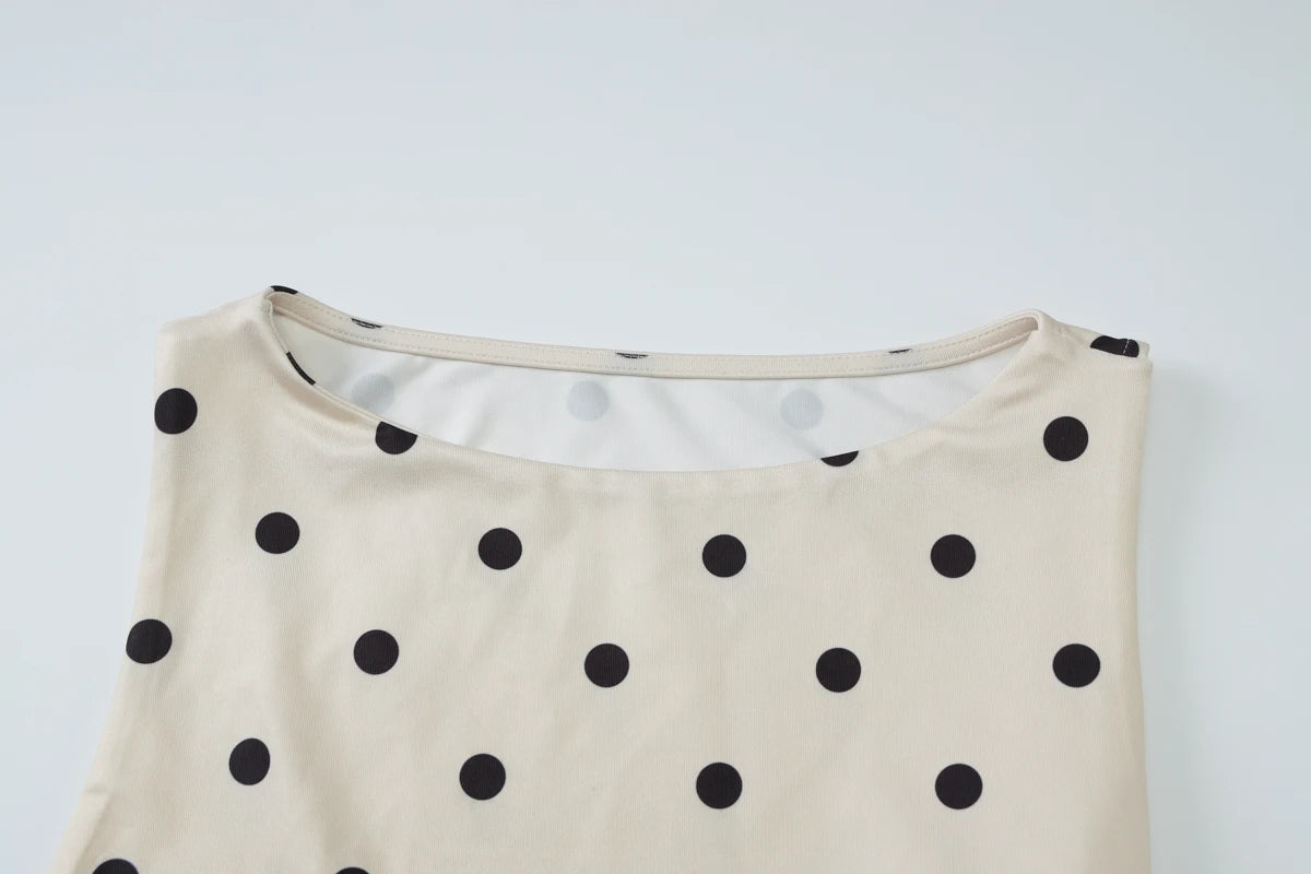 Polka Dot O Neck Crop Tank For Women