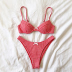 Printed Micro Bikini Set With Bandeau Top Push Up Swimwear