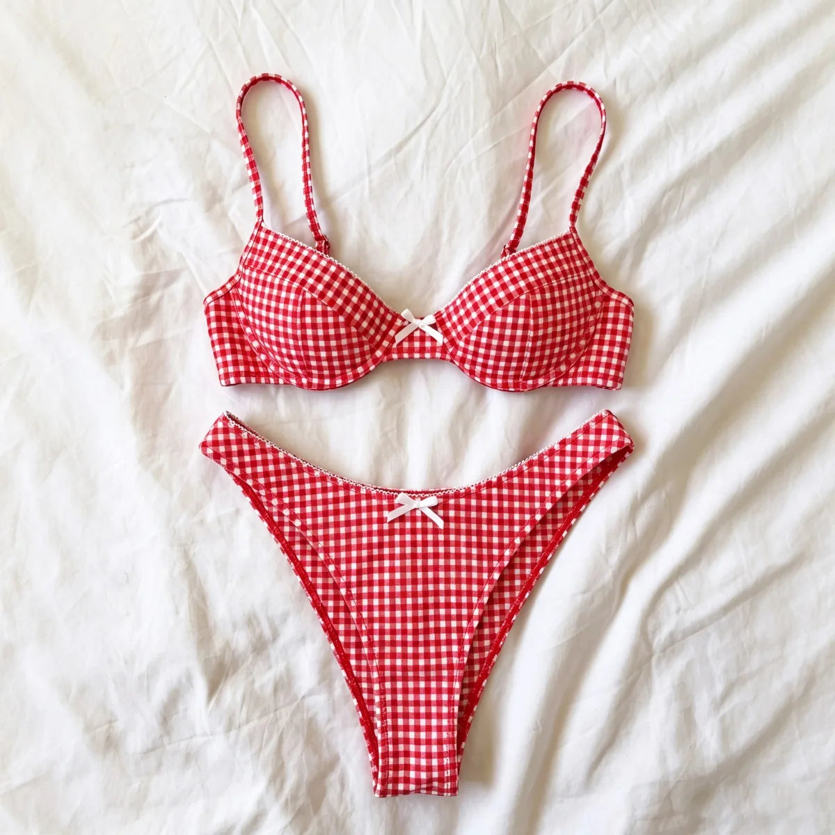 Printed Micro Bikini Set With Bandeau Top Push Up Swimwear