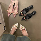 Elegant Floral Summer Sandals With Low Heel And Belt Strap