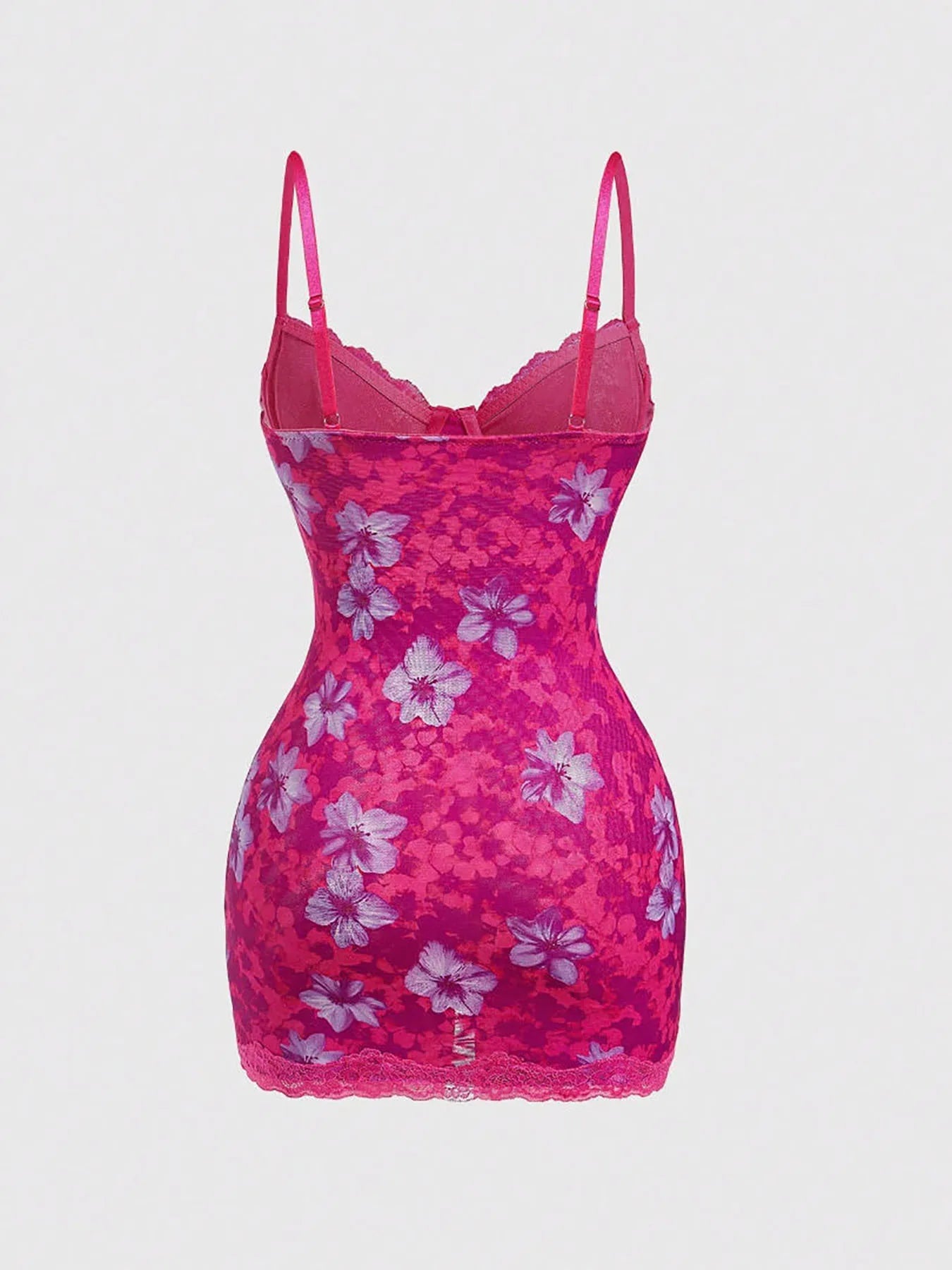 Lace Mini Dress With Spaghetti Straps High Waist Backless Retro Print