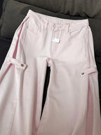 Retro High Waist Wide Leg Denim Cotton Jeans For Women
