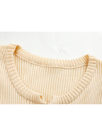 Apricot Knit Tee With Vintage Nineties Aesthetic Long Sleeve Striped Top For Cozy Layering