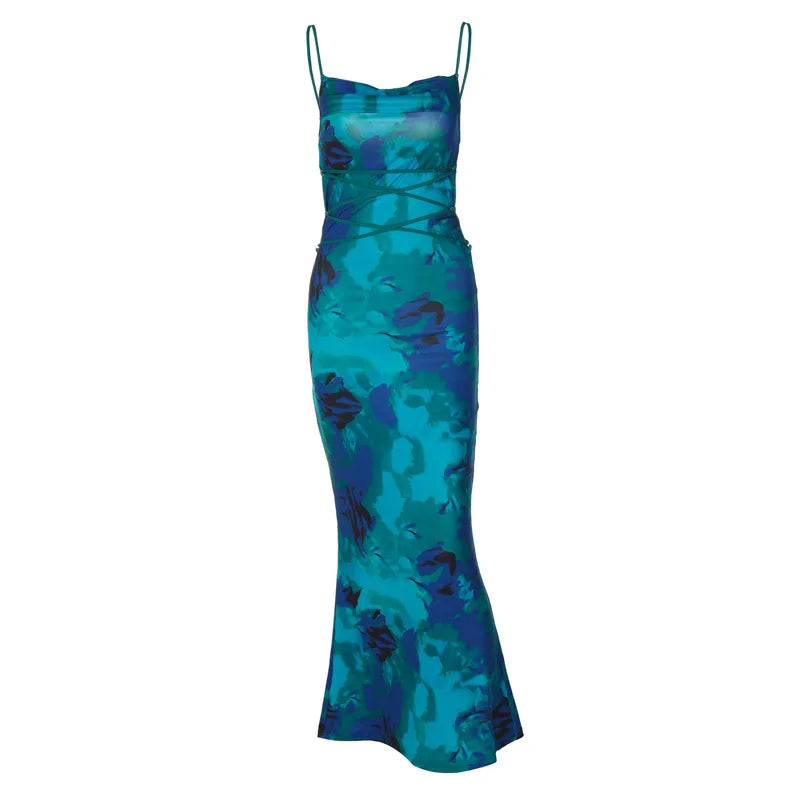Backless Dress With Spaghetti Strap And V Neck