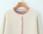 Women Sweater Cardigan Lovely Short Embroidered Sweaters O Neck Knitted Jumpers