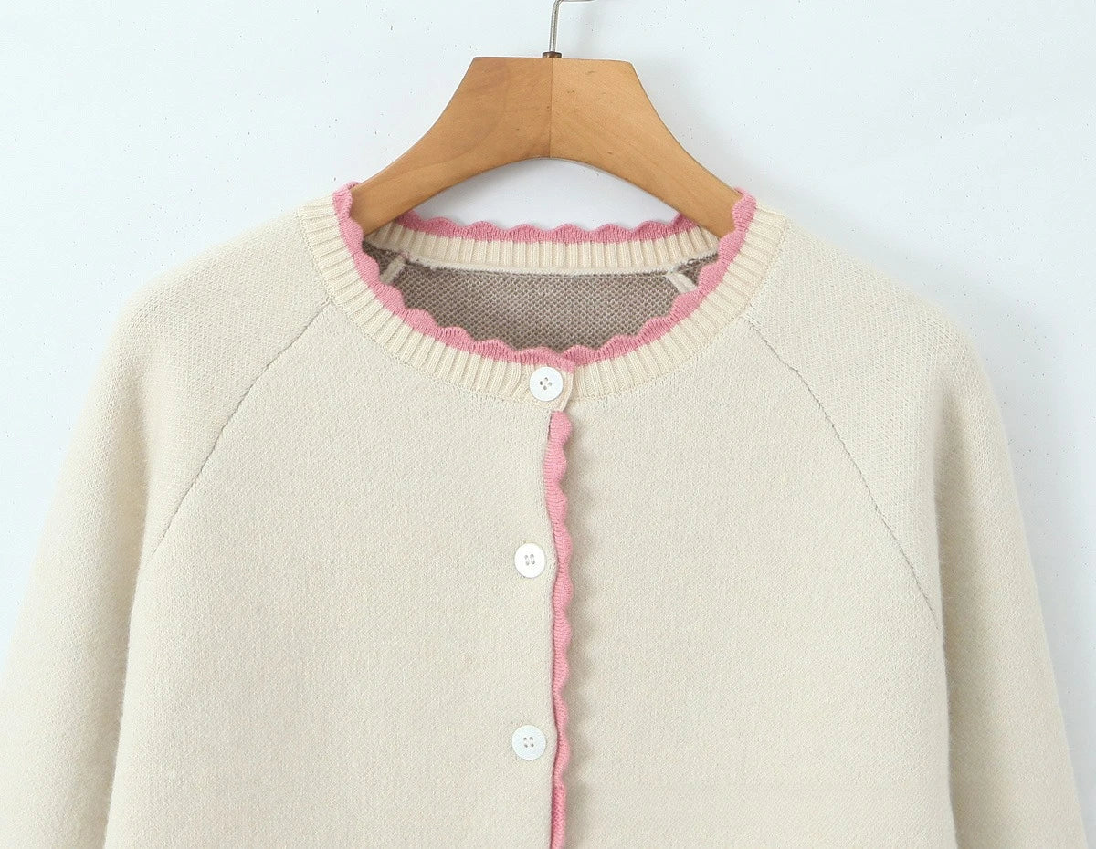 Women Sweater Cardigan Lovely Short Embroidered Sweaters O Neck Knitted Jumpers