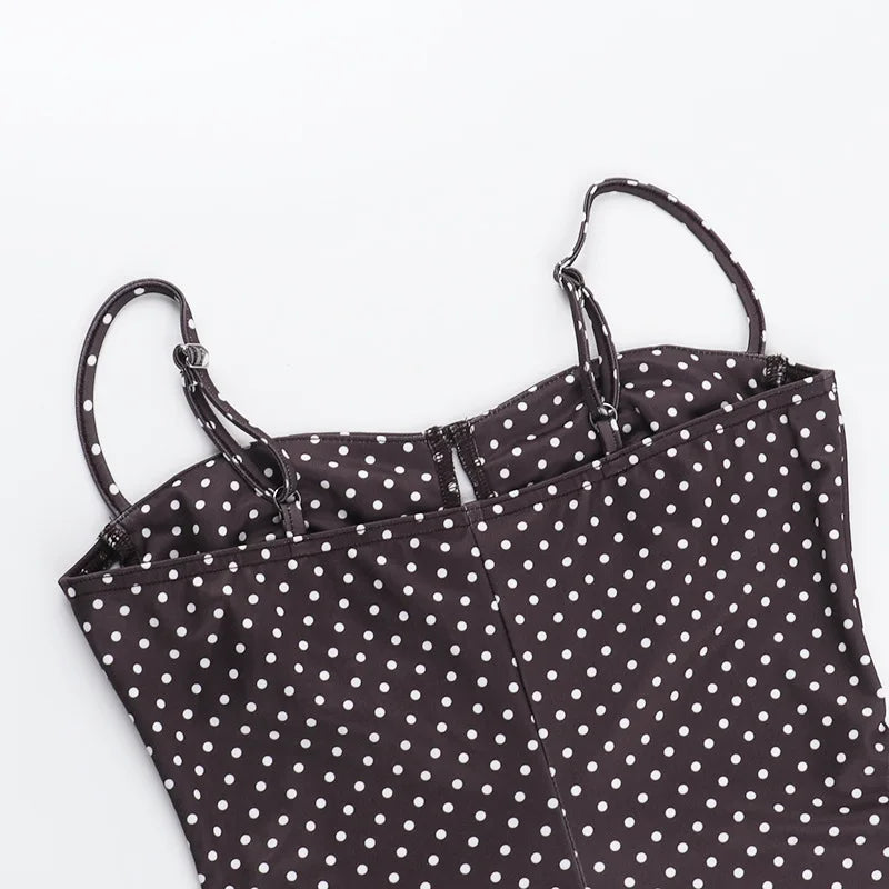 Rustic Polka Dot Halter Dress And Mini Skirt Set