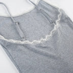 Lace Bow Detail Solid Color Jumpsuit High Stretch Form Fitting