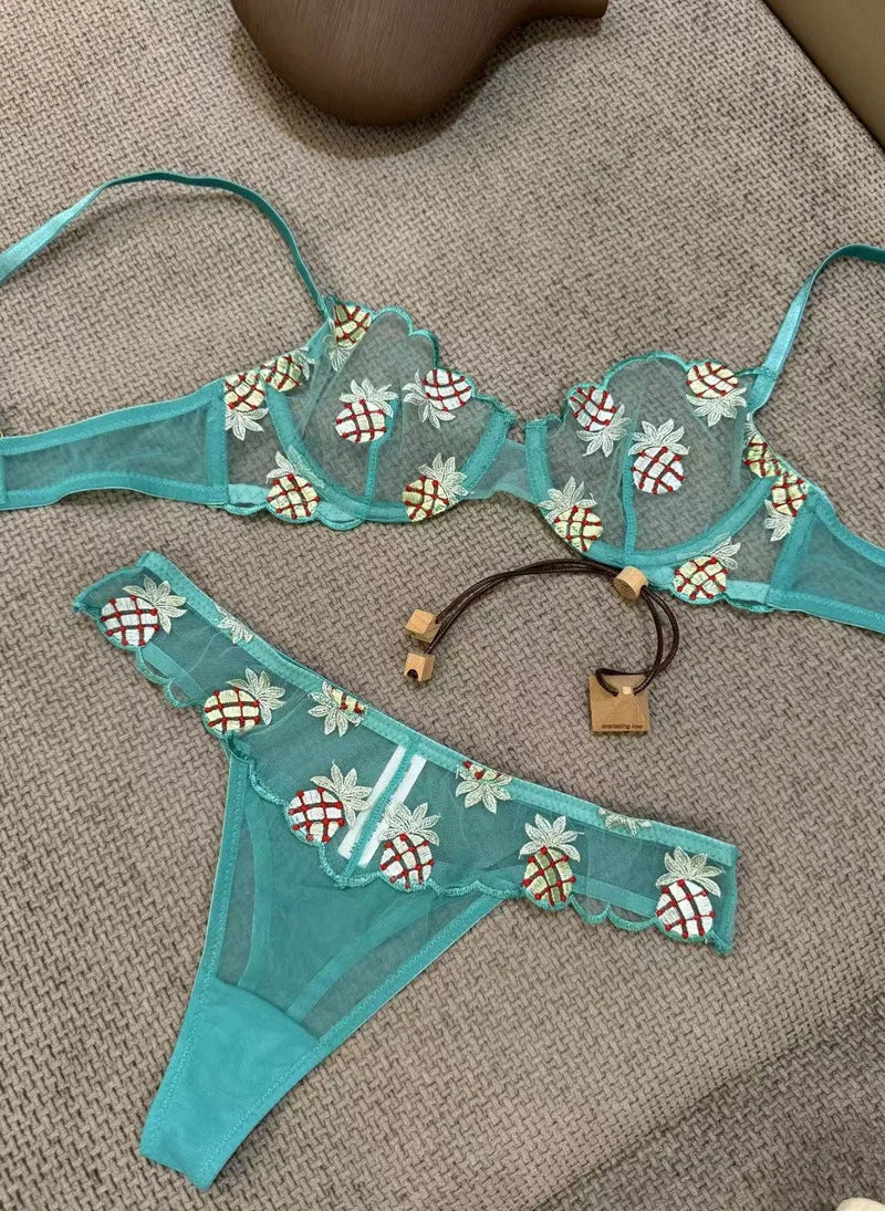 Ultrathin Sheer Push Up Bra Set With Embroidery For Women Delicate Lingerie