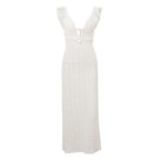 Knit Dress With Backless Hollow Out Lace Up Solid A Line Sleeveless