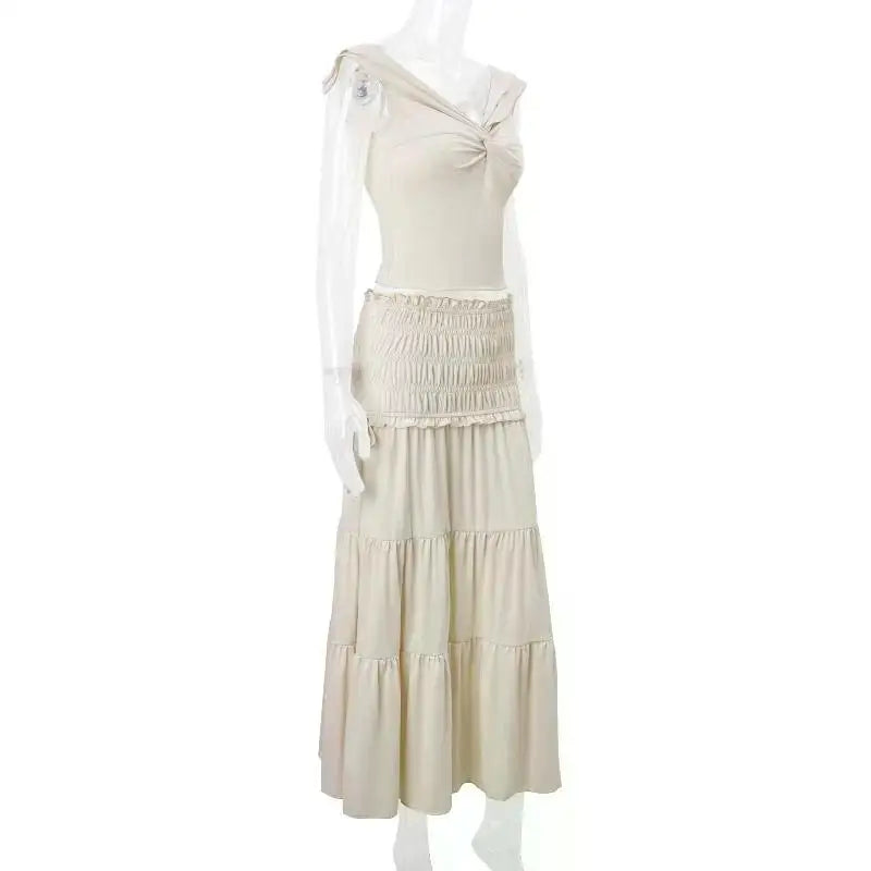 Ruffle 2 Piece Set Women Outfit Crop Top And Skirt Sets