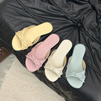 Butterfly Knot Open Toe Slides For Women Non Slip Flats