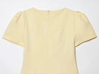 Pleated Mini Dress For Women Elegant Short Sleeve