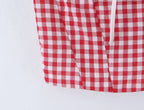 Red Plaid Corset Camis Lace Trim Bow Detail Bustier Sexy Top