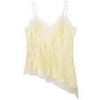 Asymmetrical Lace Slip Top Satin Off Shoulder Backless Camisole