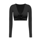 Yoga Long Sleeve Tight Breathable Three-Dimensional Flower Workout Clothes Sportswear Woman Gym Pettiskirt
