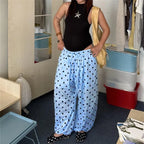 Polka Dot Wide Leg Pants For Women With Elastic Waist Trousers