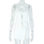 Halter Backless Top And Skirt Set Two Piece Irregular