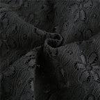Sheer Lace Mini Dress With V Neck Short Sleeves Hollow Details