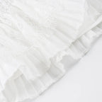 Lace Trim Knot High Waist Pleated Mini Skirt With Color Blocking Details For Seductive Style