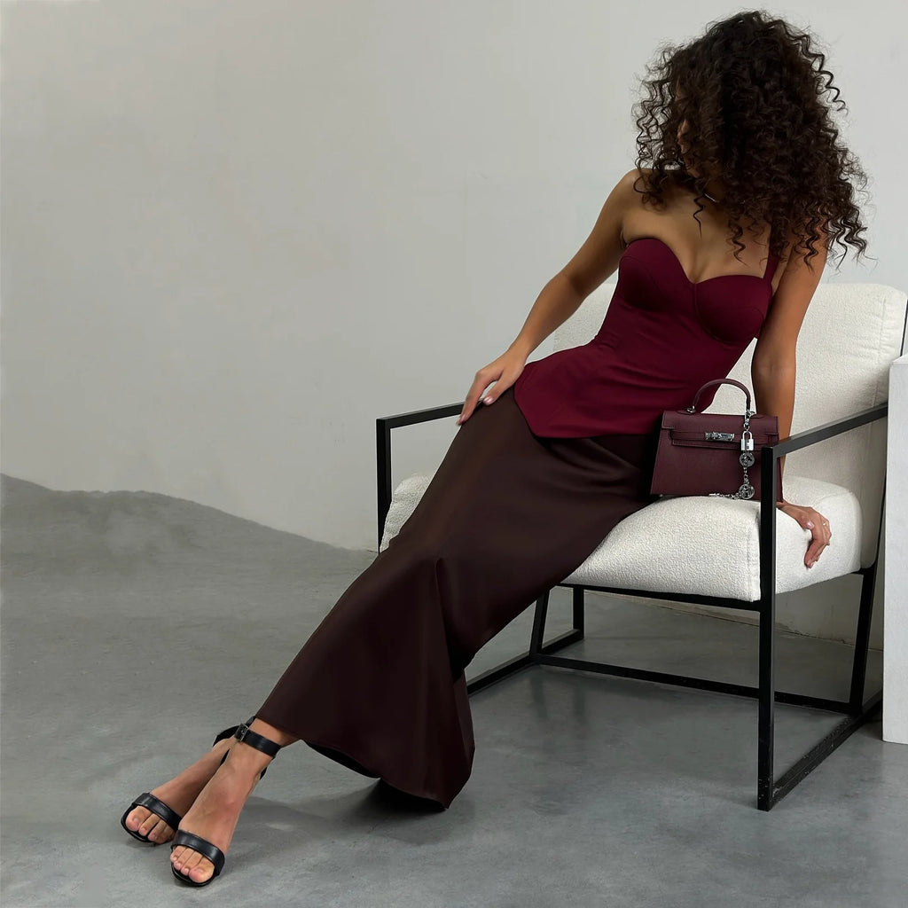 Burgundy One Shoulder Corset Top With Lace Up Back And Asymmetrical Hem Clubwear Night Out