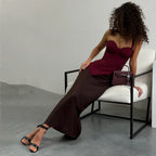Burgundy One Shoulder Corset Top With Lace Up Back And Asymmetrical Hem Clubwear Night Out