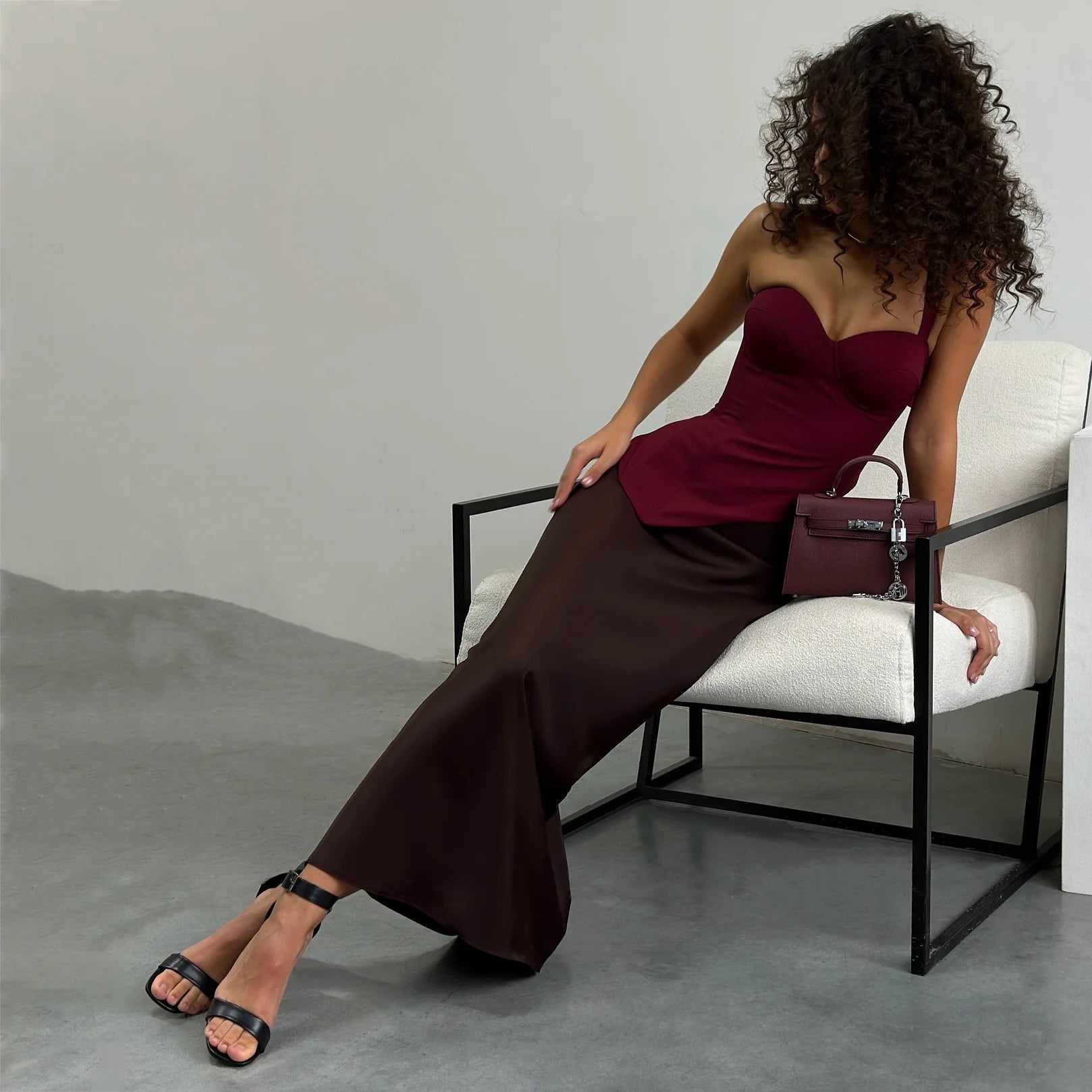 Burgundy One Shoulder Corset Top With Lace Up Back And Asymmetrical Hem Clubwear Night Out
