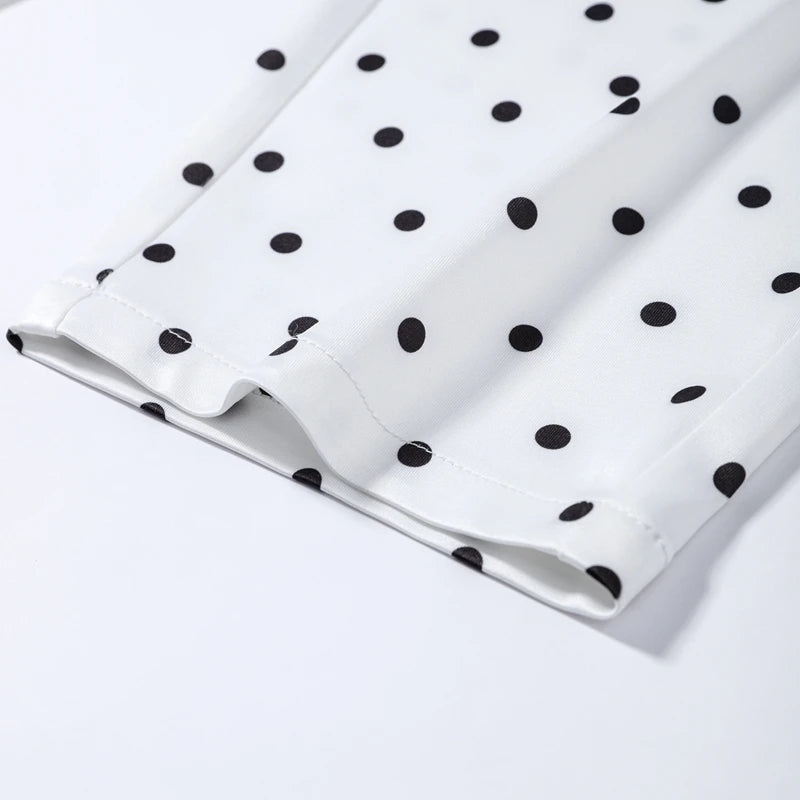 White With Black Dots Halter Top And Vest Capri Pants Set Two Piece