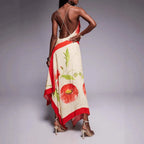 Romantic Floral Spaghetti Strap Backless Maxi Dress