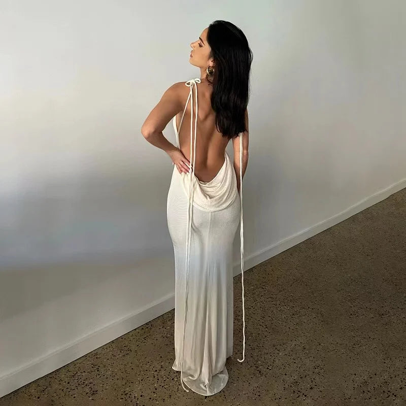 Backless Maxi Sundress With Spaghetti Straps