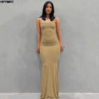 Women's Satin Sleeveless Backless Slim Maxi Dress