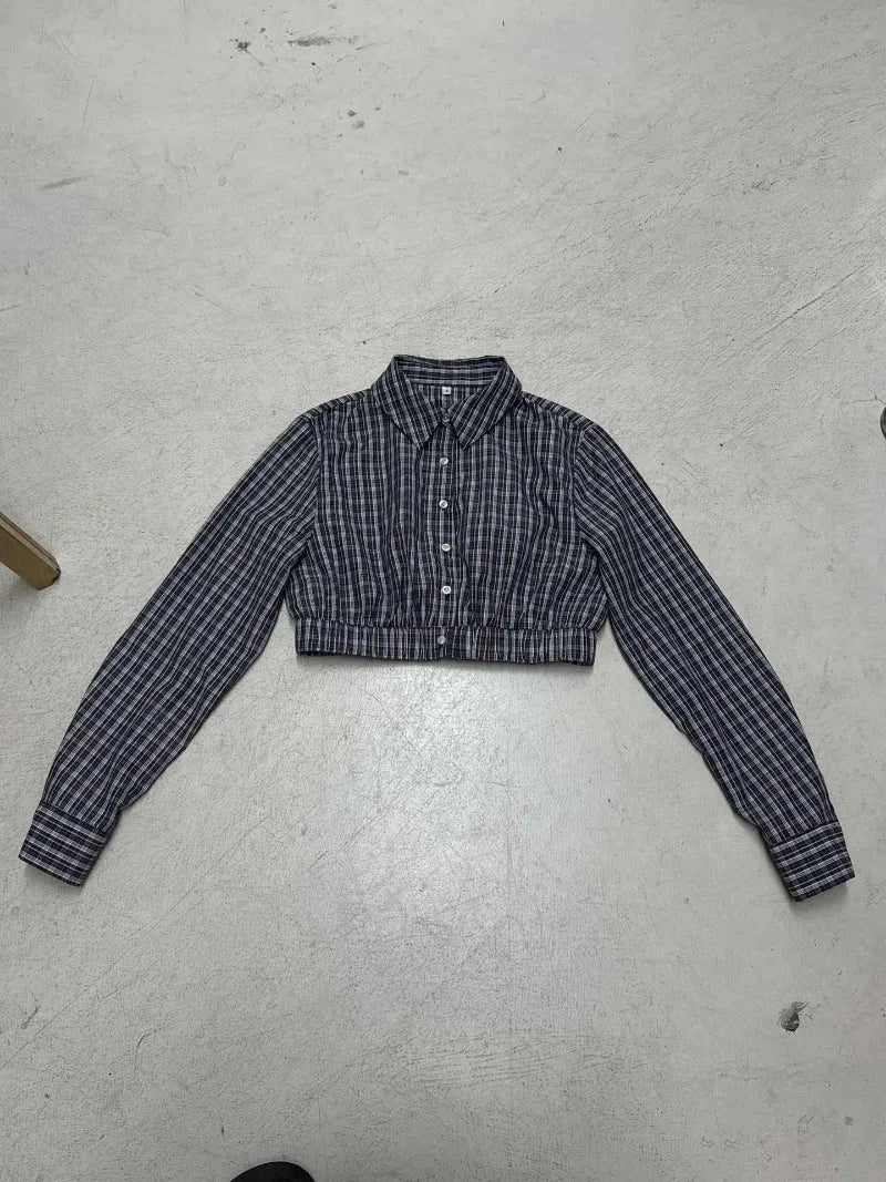 Plaid Streetwear Set With Cropped Shirt And Mini Skirt