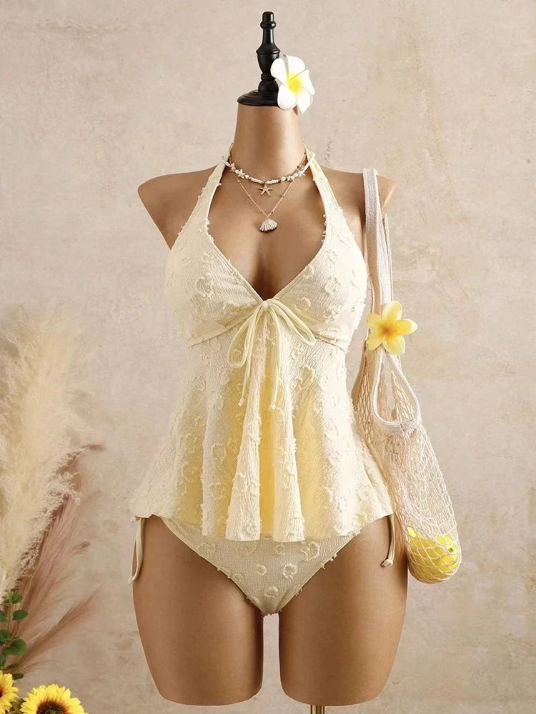Lace Backless Bikini Set For Women Two Piece Beachwear Summer Swimwear