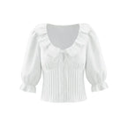 White Blouse With Peter Pan Collar Tie
