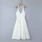 Backless Halter Midi Dress For Women Elegant A Line