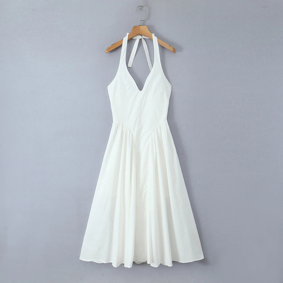 Backless Halter Midi Dress For Women Elegant A Line