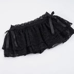 Lace A-Line Mini Skirt With Built-In Shorts Sleek Low-Waisted