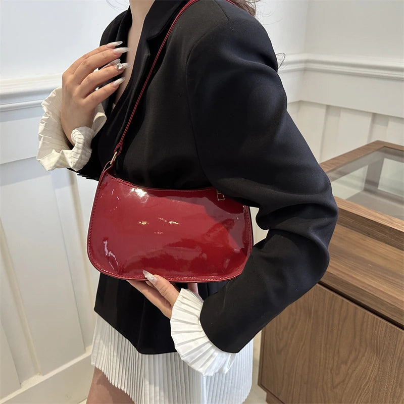 Retro Solid PU Leather Shoulder Bag For Women Chic Casual Hobo