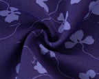 Purple Square Neckline Floral Print Blouse Flare Short Sleeve