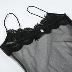 Sheer Lace Mesh Camisole Mini Dress
